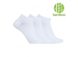 3x Bambusové členkové ponožky - Biele 43-46