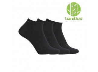 3x Bambusové členkové ponožky - Čierne 35-38
