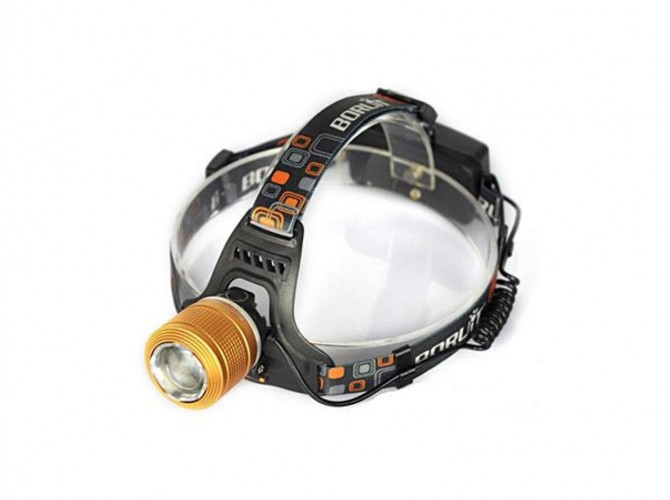 Akumulatorowa, wstrząsoodporna latarka czołowa LED - poświata do 500m, zoom