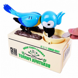 Detská pokladnička papagáj - modrá