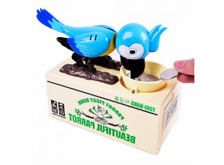 Detská pokladnička papagáj - modrá