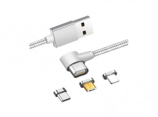 Magnetický opletený nabíjací a dátový kábel USB, micro USB